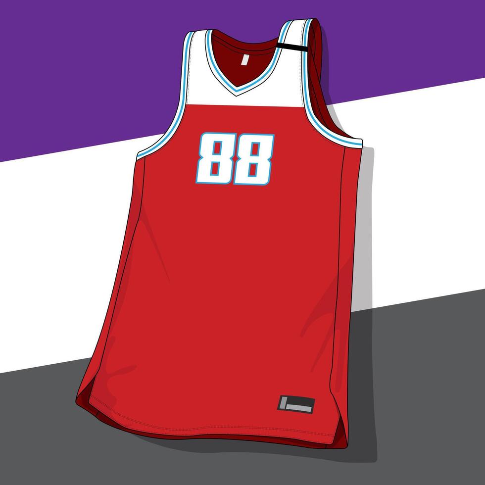 Modern design of team basketball uniform in red and white color combination vector