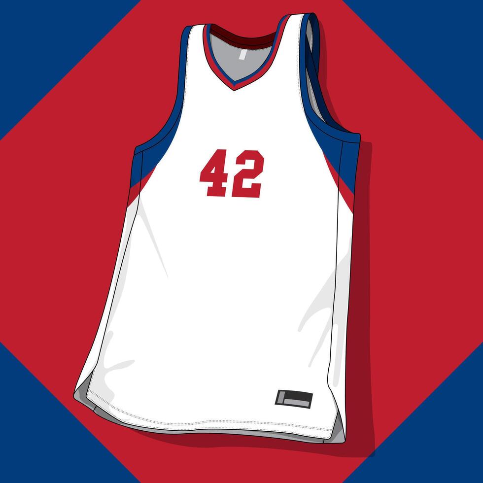 Blue with red and white basketball team uniform template vector