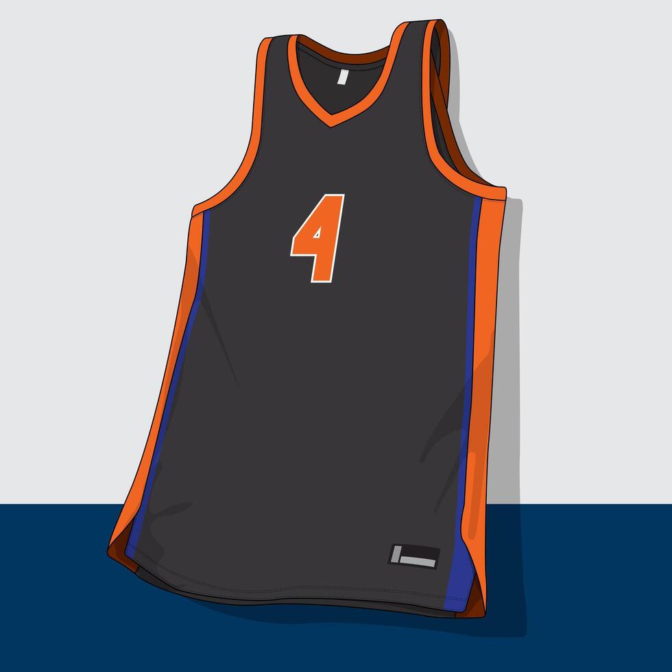 Black and orange color combination of basketball jersey vector