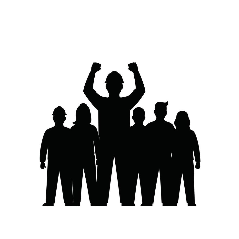 Silhouette of a group of people standing together vector