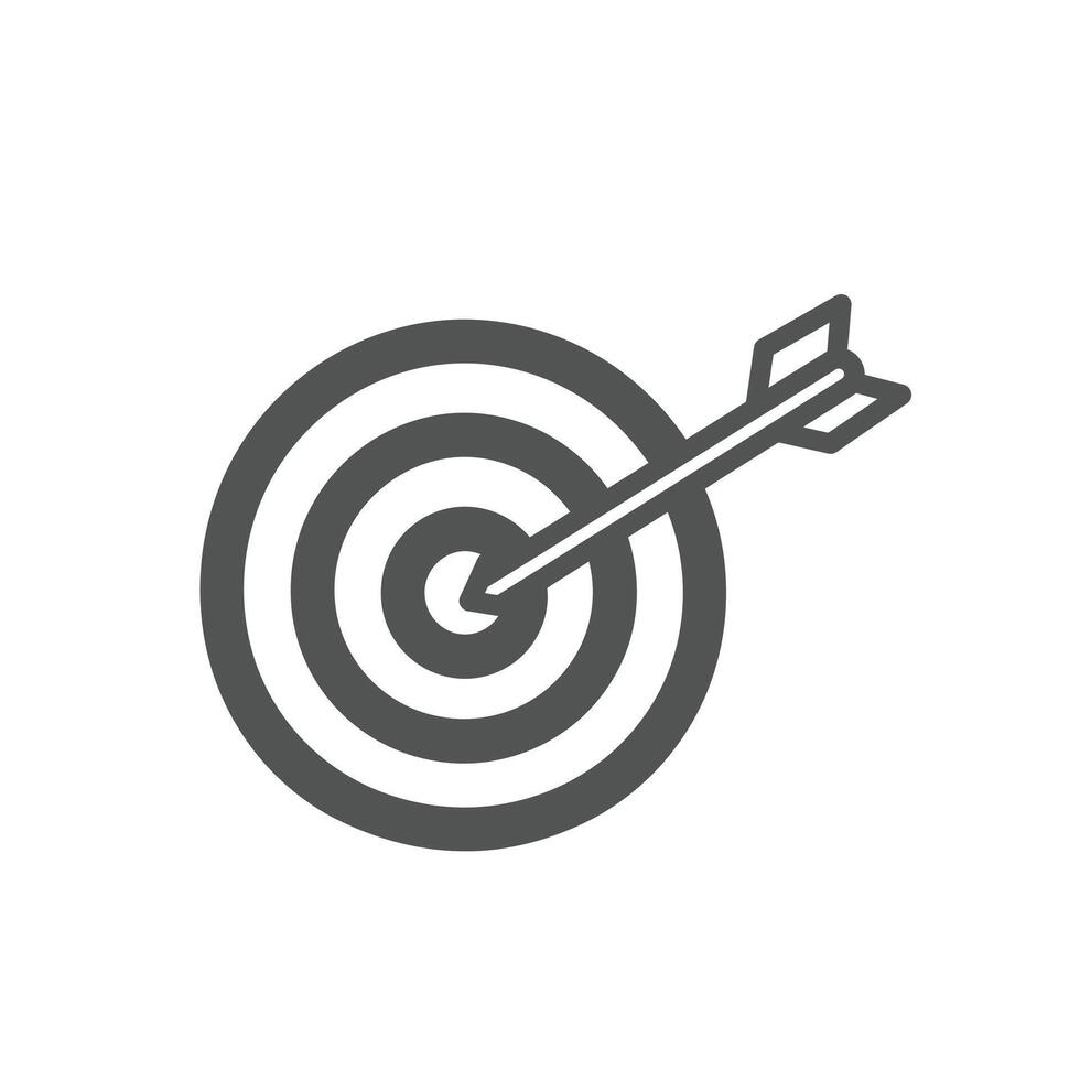 Target and arrow in the center of the target line icon vector