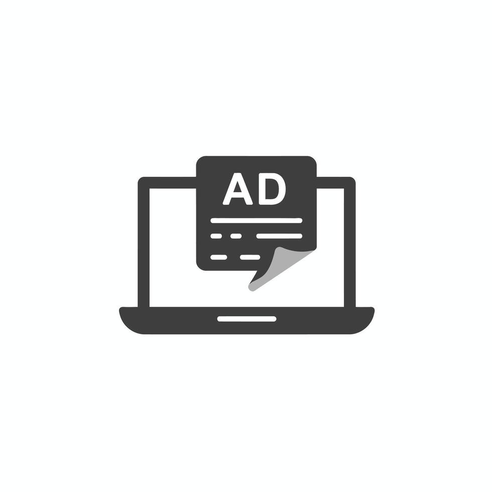 An ad on a laptop screen with a paper in the middle vector