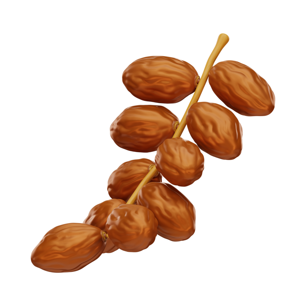 a bunch of dates on a branch 3d ramadan icon png