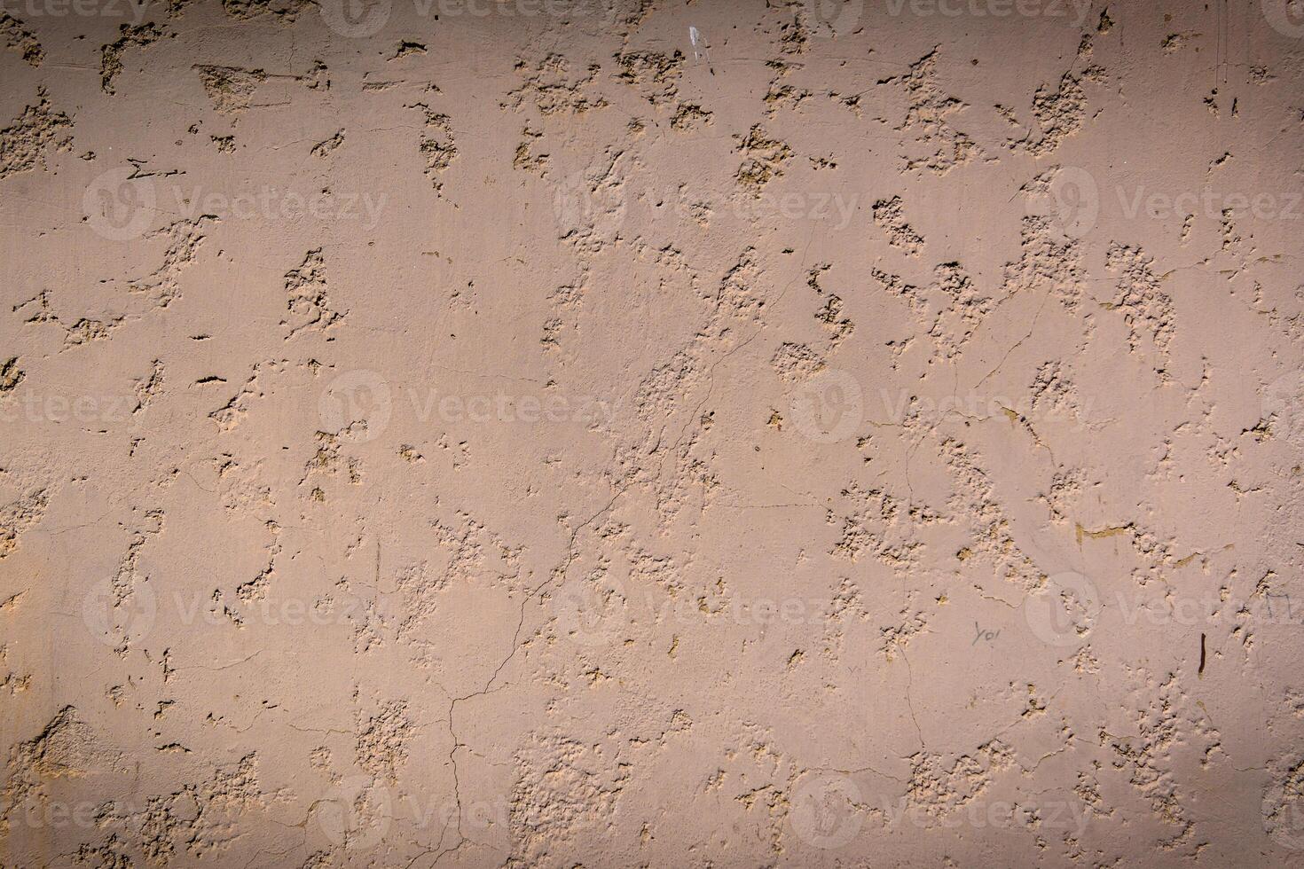 Sturdy peach wall displays rich textures and subtle imperfections in afternoon light photo