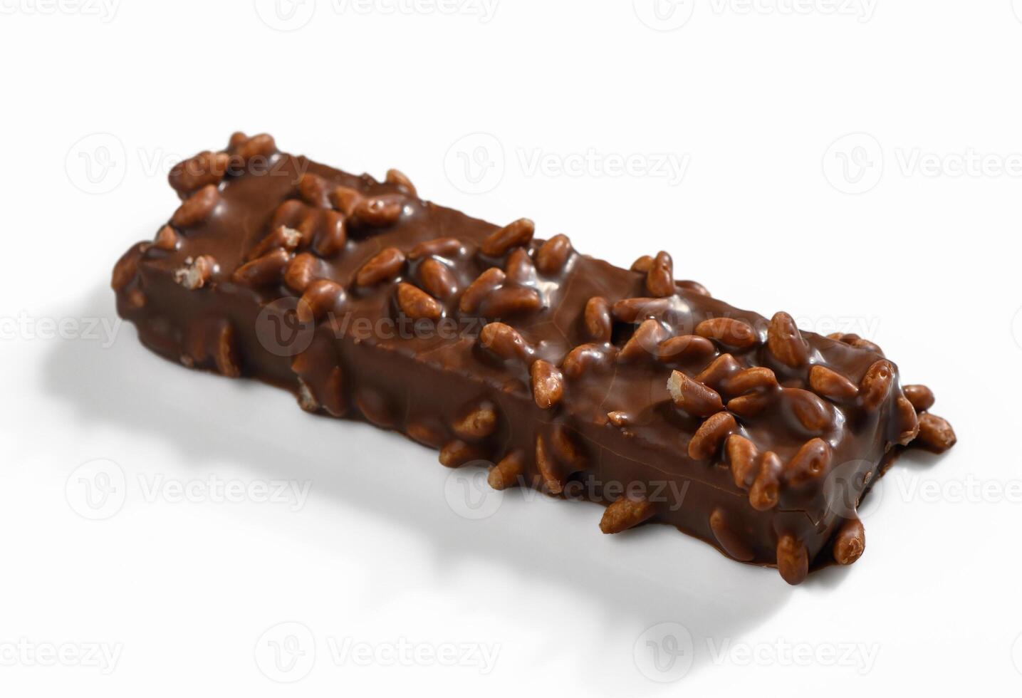 Delightful chocolate bar coated with crispy rice, perfect for a sweet snack enjoyement at any time photo