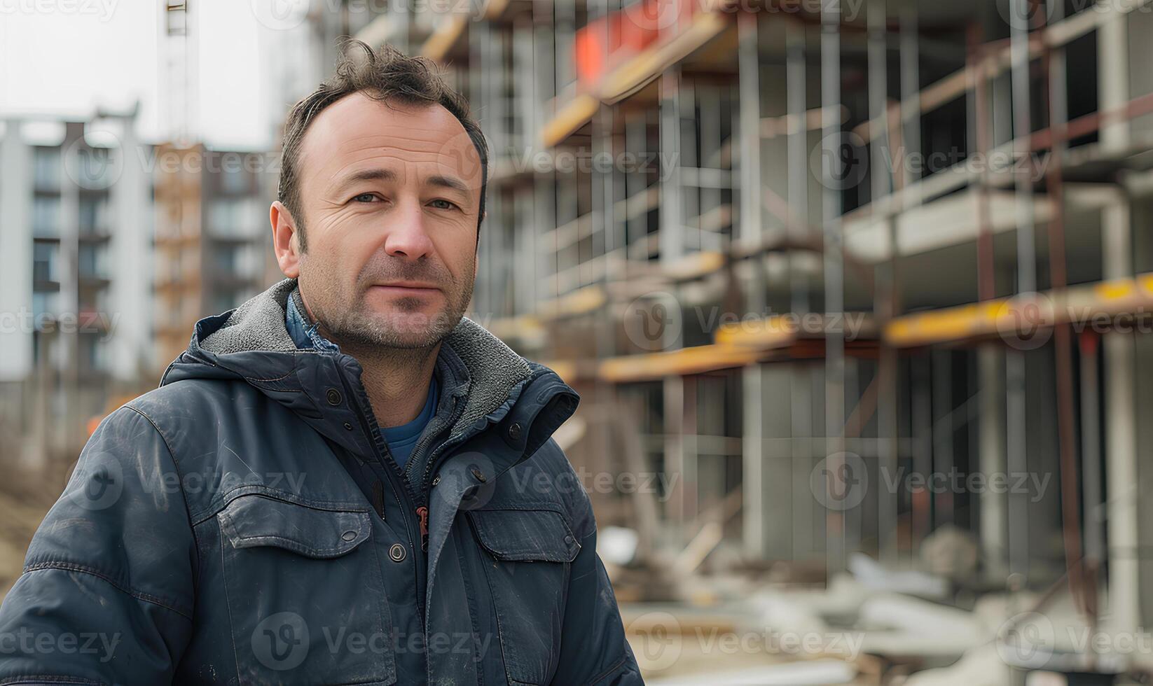 A man standing in front of a construction site photo
