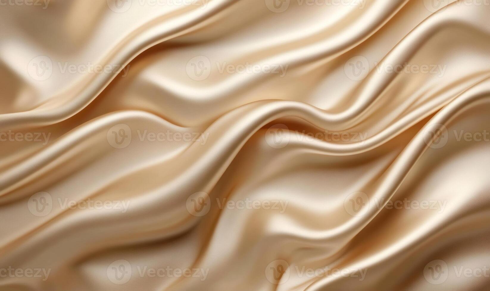 Luxurious golden silk fabric flowing and forming elegant waves, creating a smooth and shiny surface photo