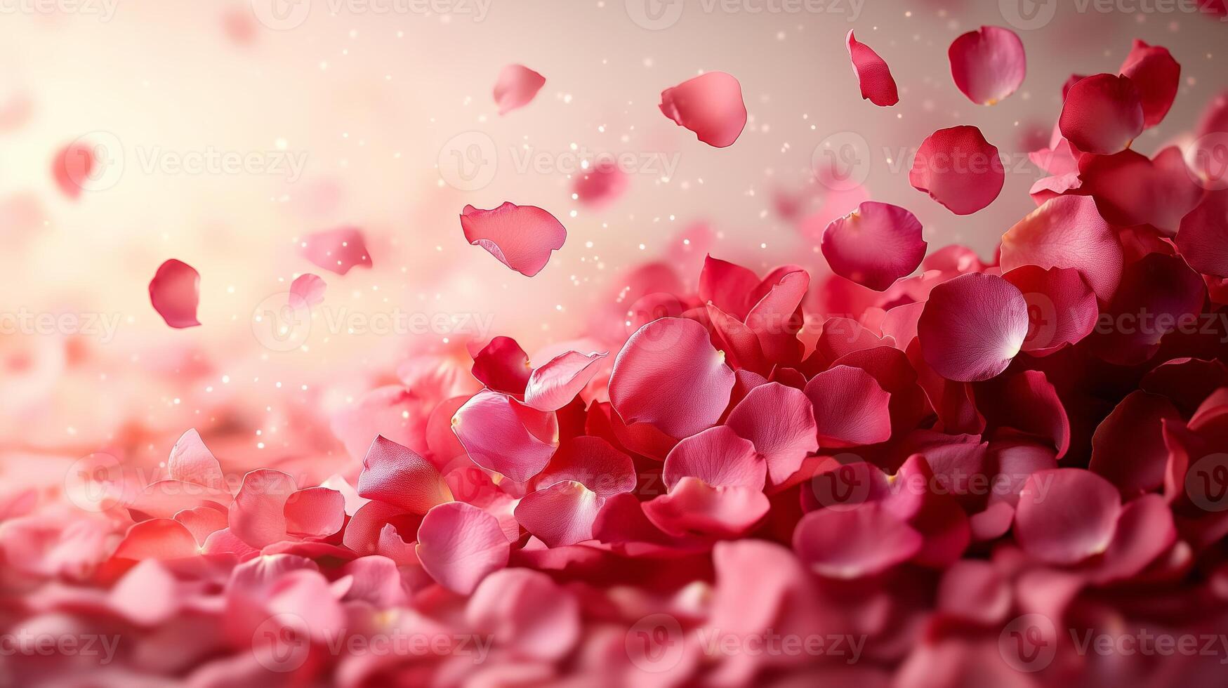 Rose petals falling from the sky photo
