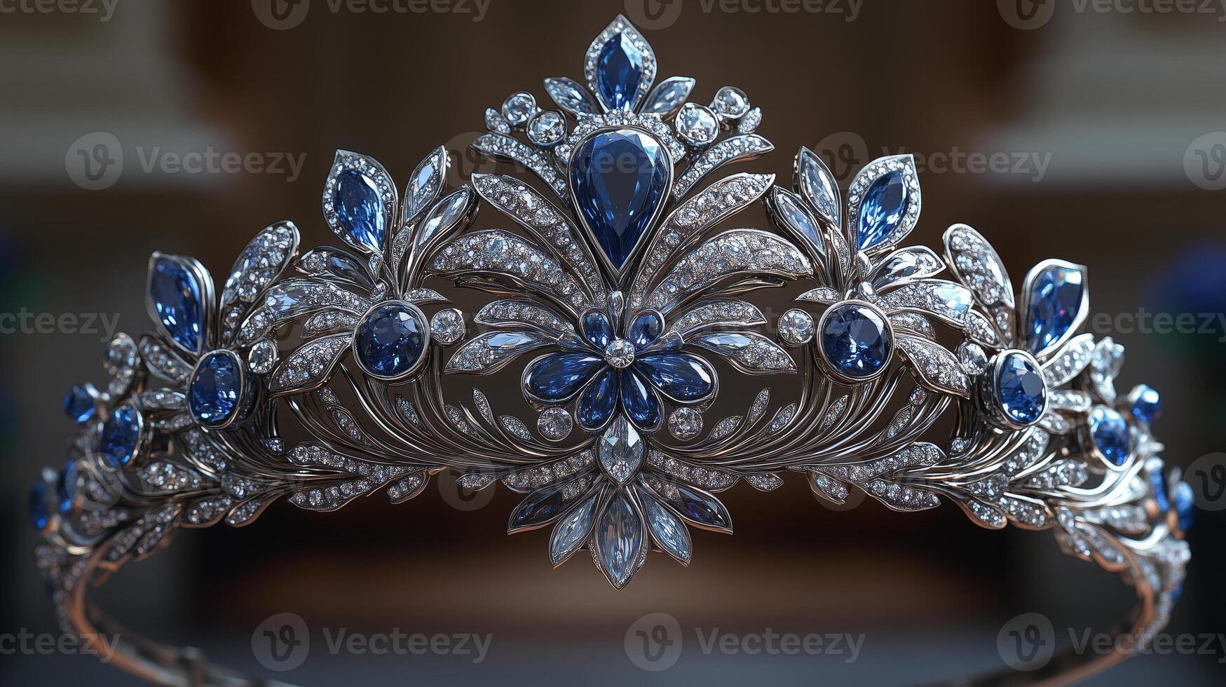 The tiara is made of blue sapphires and diamonds photo