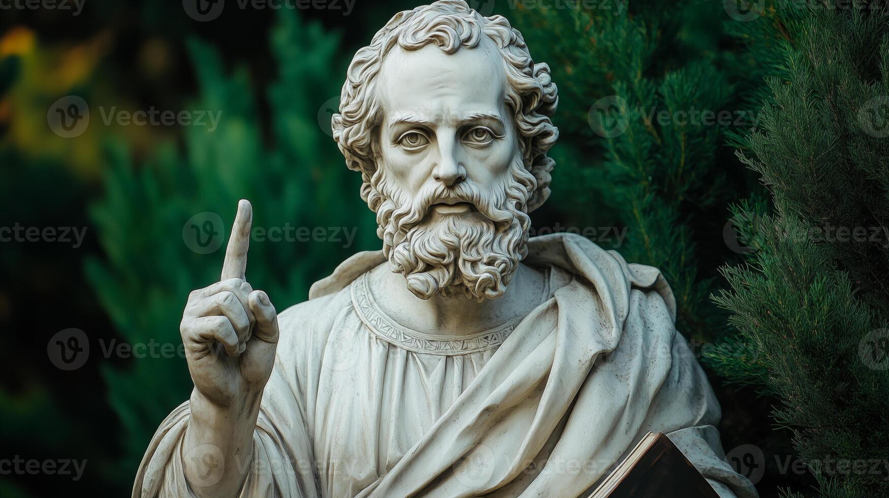 A statue of st peter is pointing to the sky photo