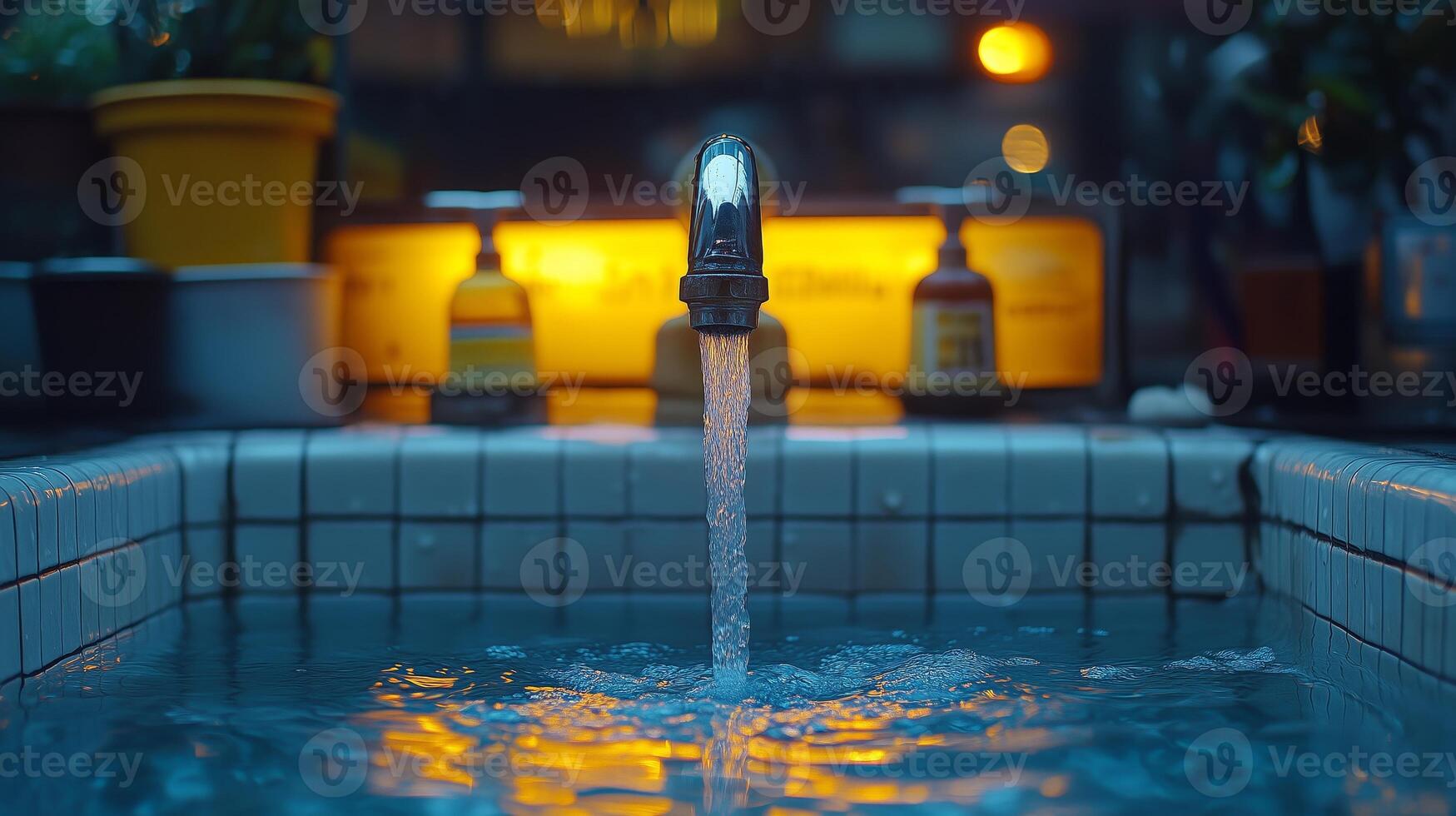 A faucet is running photo