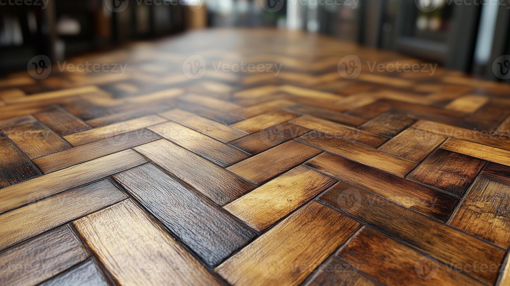 A wooden floor with a herringbone pattern photo