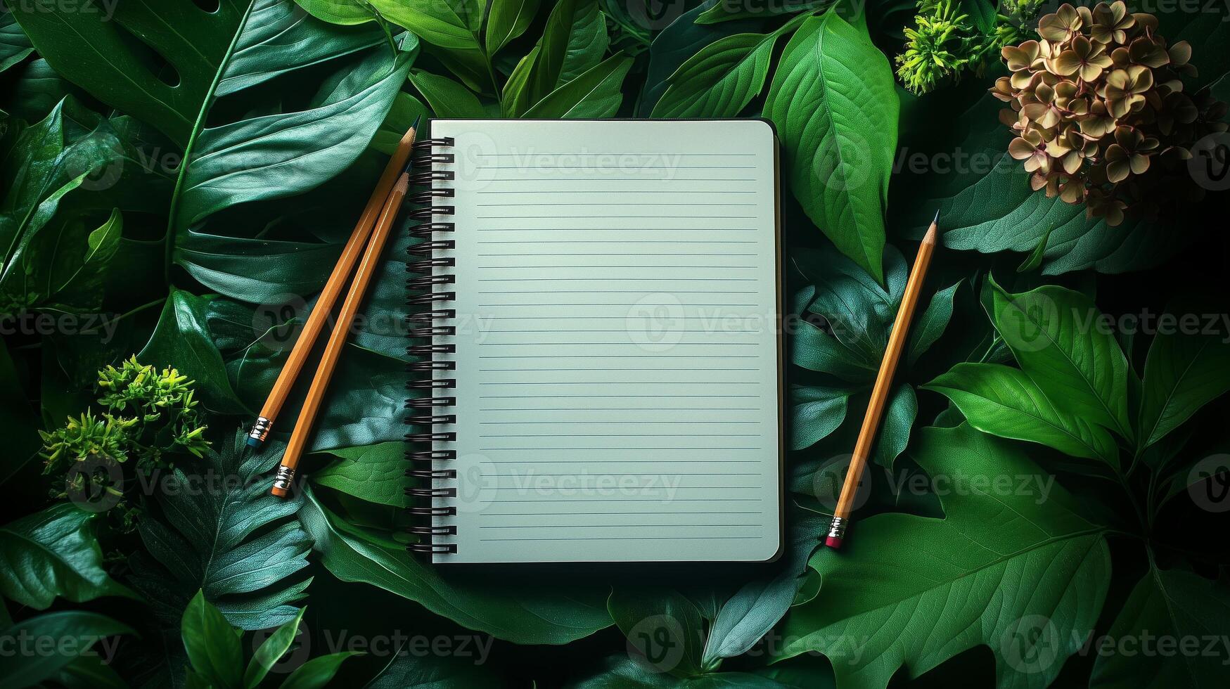 notebook with blank white pages and spiral bindings photo