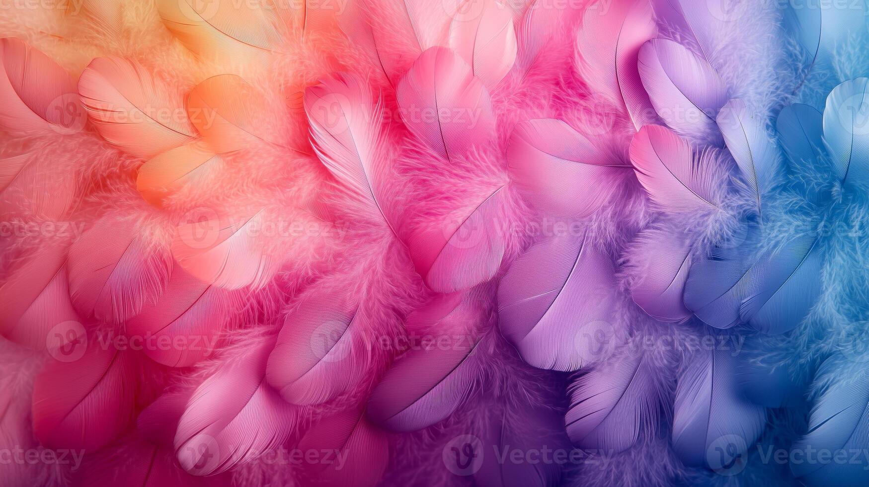 Colorful feathers background with a rainbow effect photo