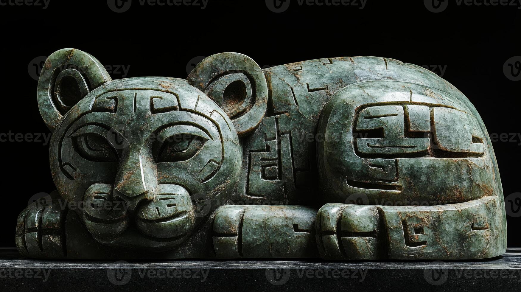 A sculpture of a cat with a green base photo