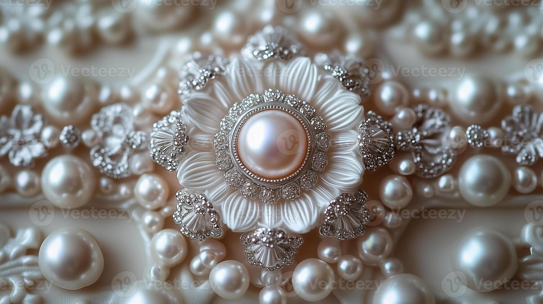Symmetrical diamond motif created with delicate pearl chains photo