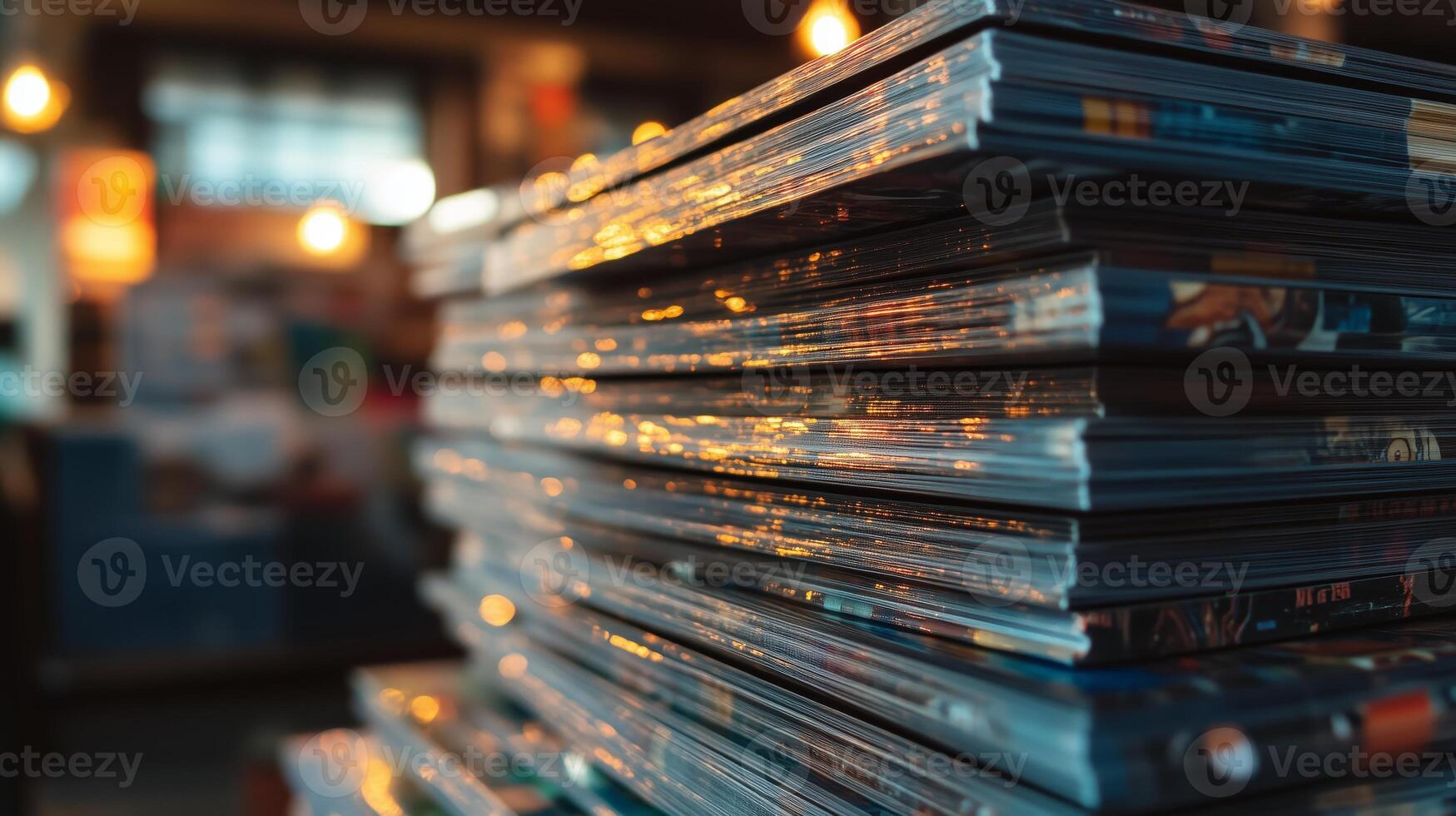 Stack of dvd's on a shelf in a store photo