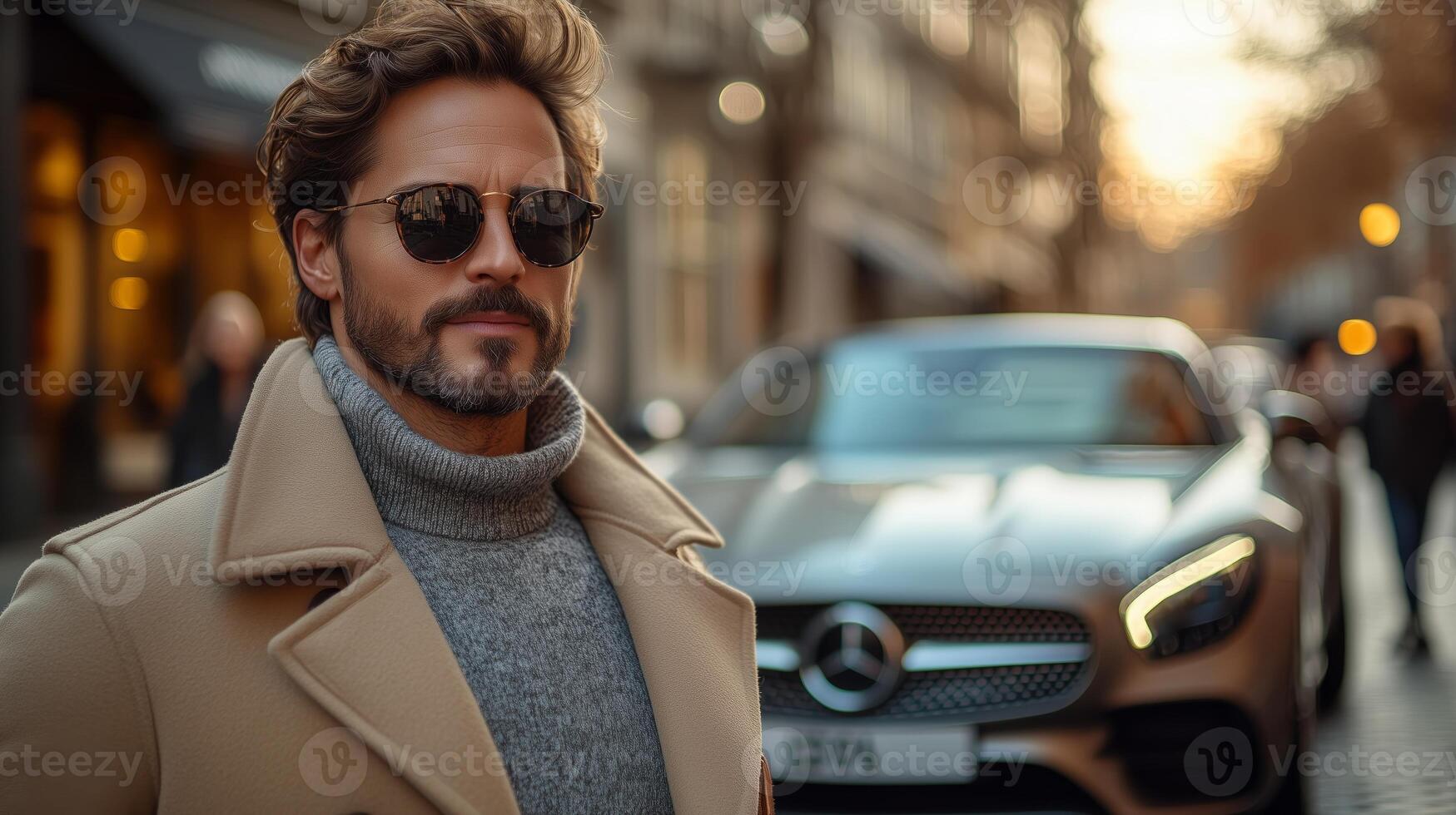 driver near luxury car photo