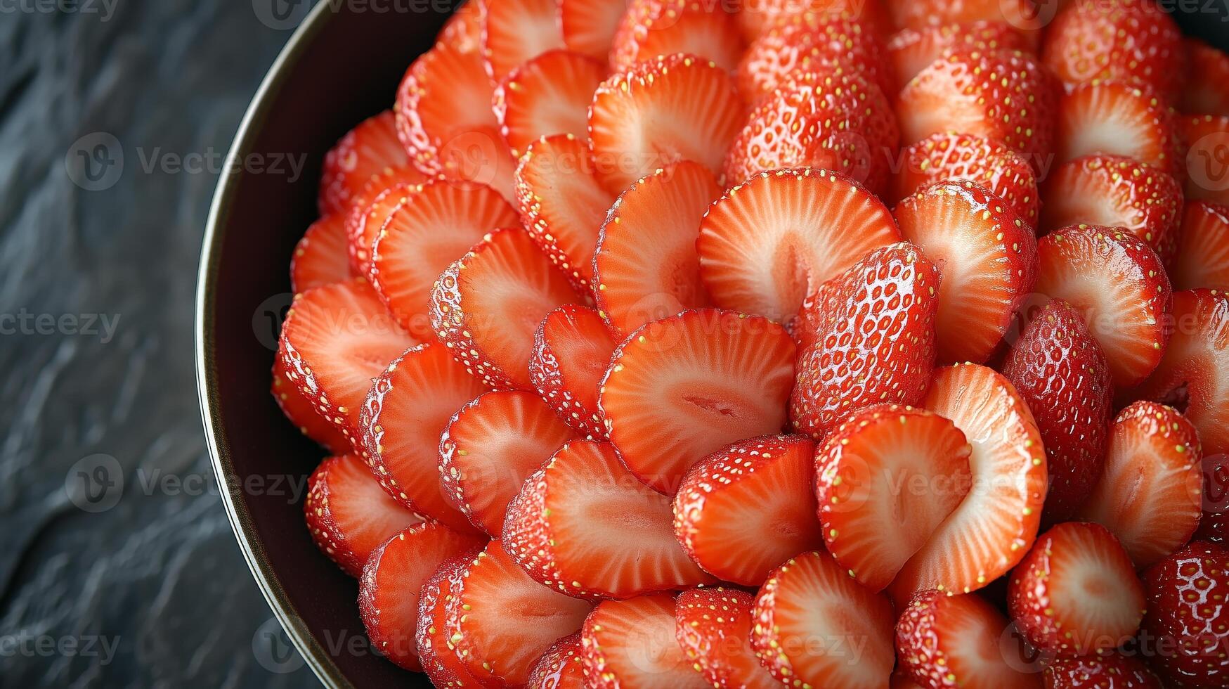 A bowl of sliced strawberries photo