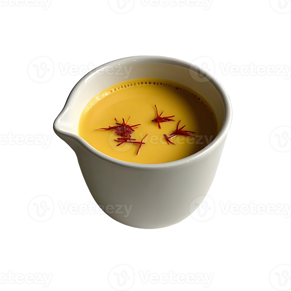 A bowl of soup with saffron in it png