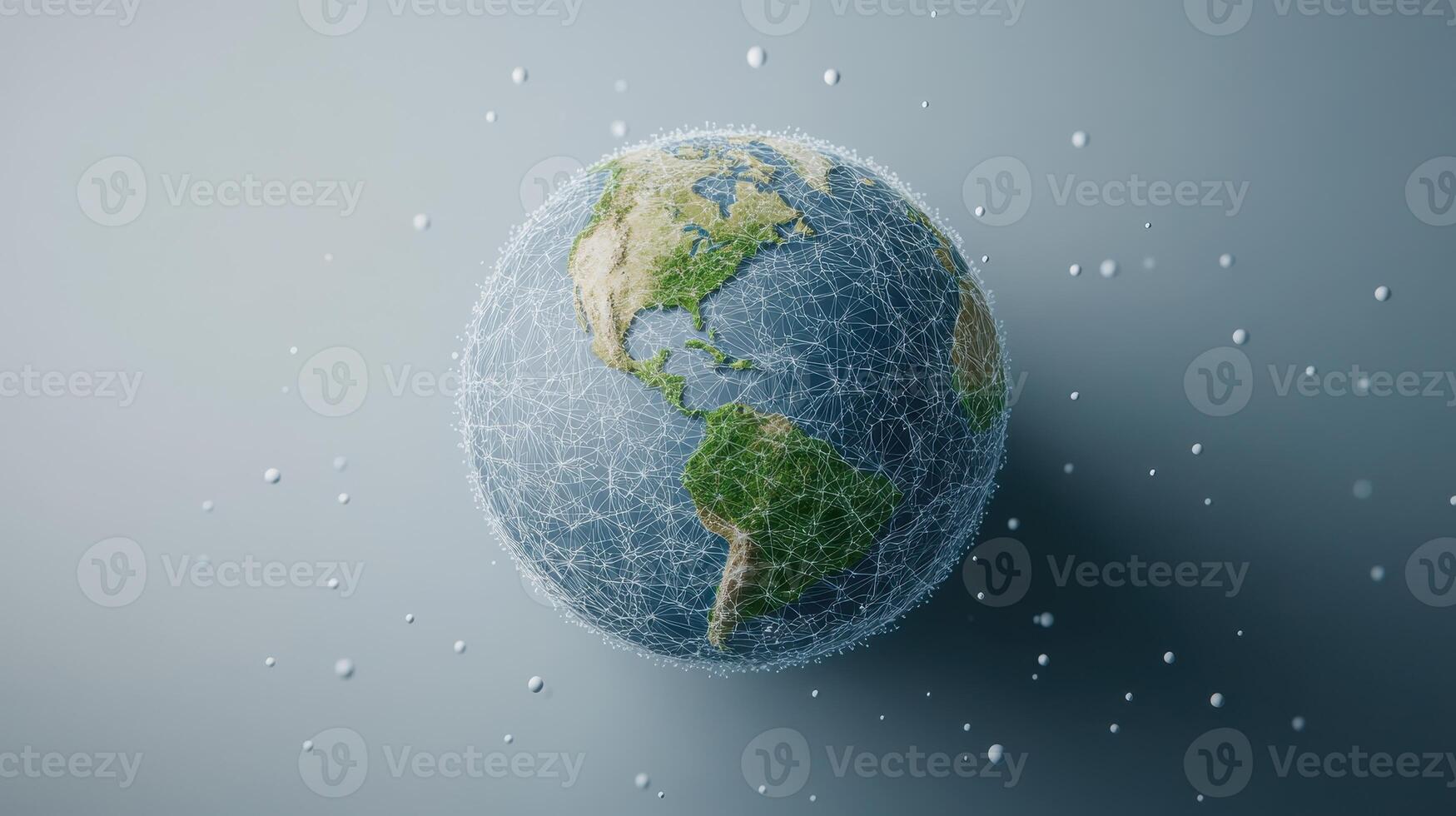 Digital Earth Globe with Network Connections Representing Global Communication and Technology on a Light Background photo