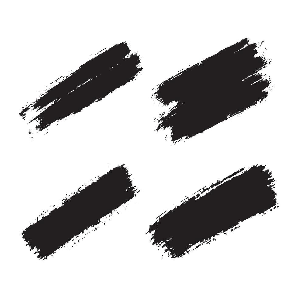 Elements Set of Black Abstract Long Line Brush Strokes vector