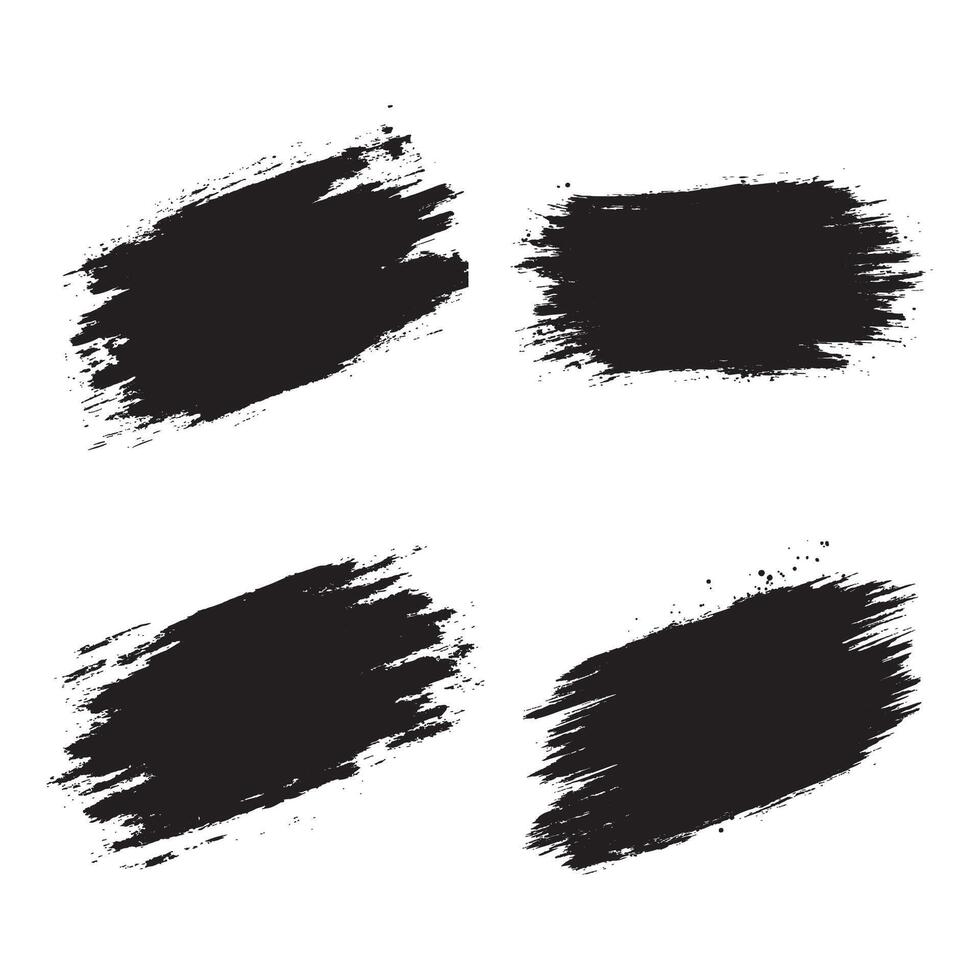 Elements Set of Minimalist Black Abstract Wide Rustic Rough Brush Stroke vector