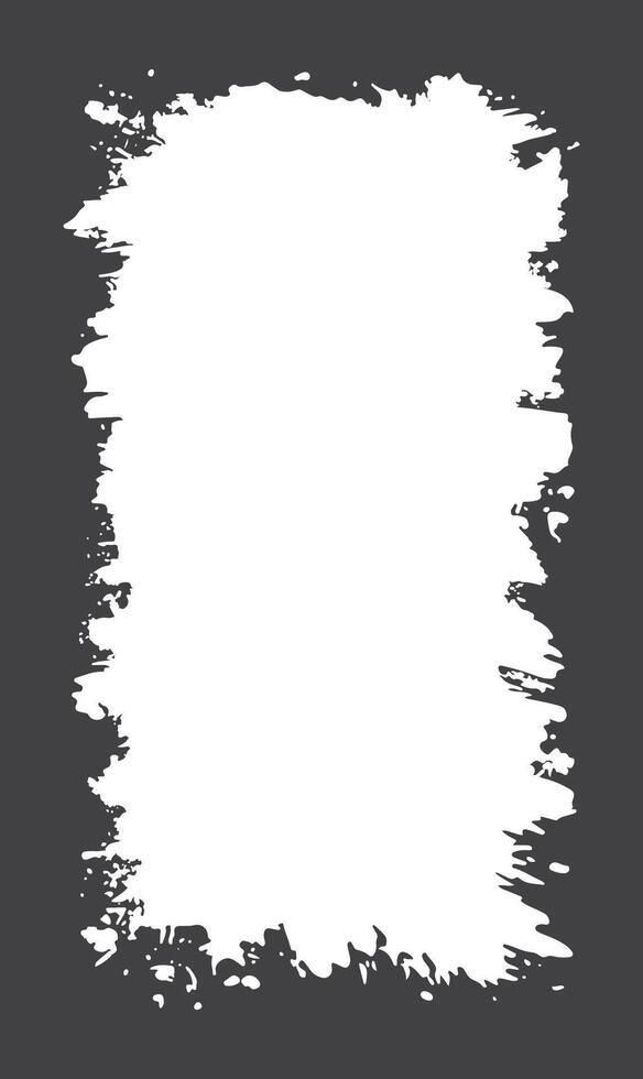 Abstract Black Ink Stain Rough Rustic Vertical Frame Background with Blank Space vector