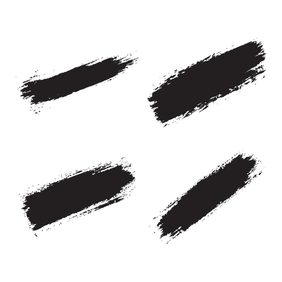 Elements Set of Simple Black Abstract Long Line Rough Brush Strokes vector
