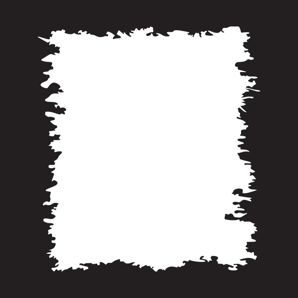 Abstract Black Ink Stain Rough Rustic Square Paper Frame Background with Clear Copy Space vector