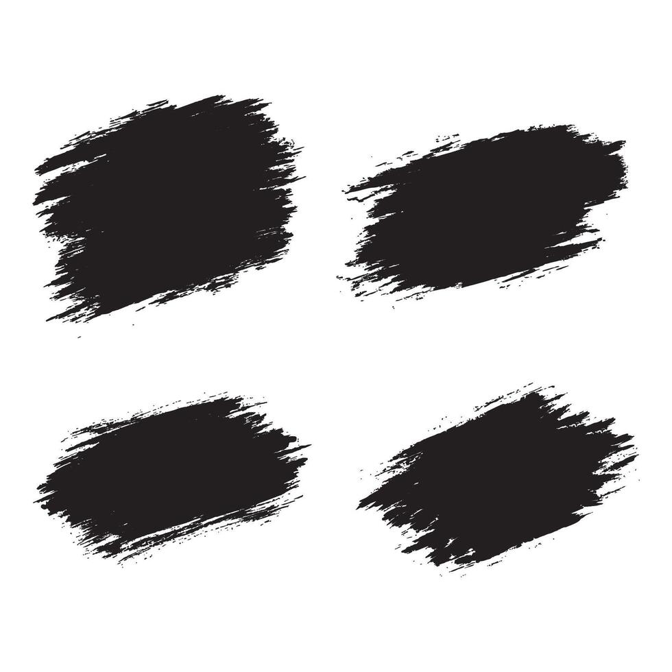 Elements Set of Black Abstract Wide Rustic Brush Strokes vector