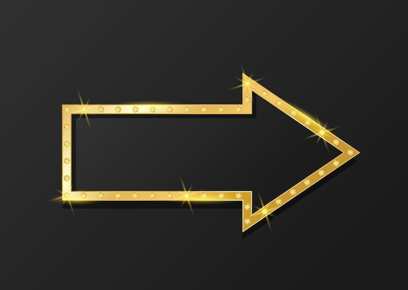 Arrow direction. Golden premium design on black background. Flat illustration, icon, element with empty copy space vector