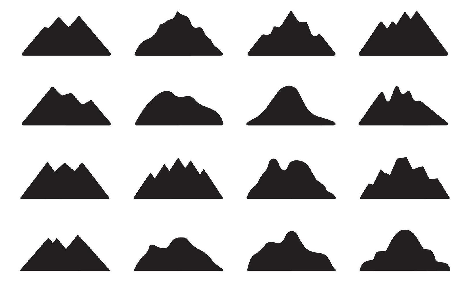 Flat design mountain range silhouette set vector