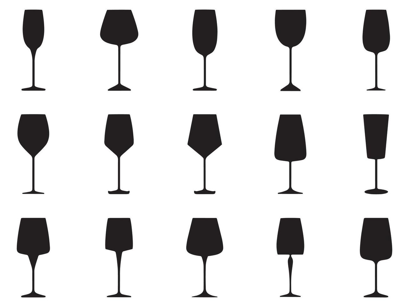 A collection of various types of drink glasses vector