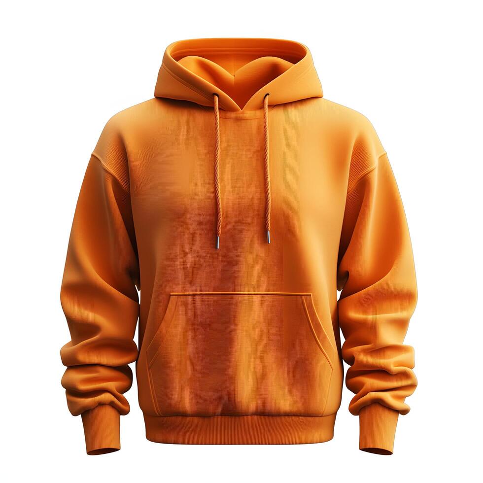 Comfortable orange hoodie isolated on white background casual sportswear photo