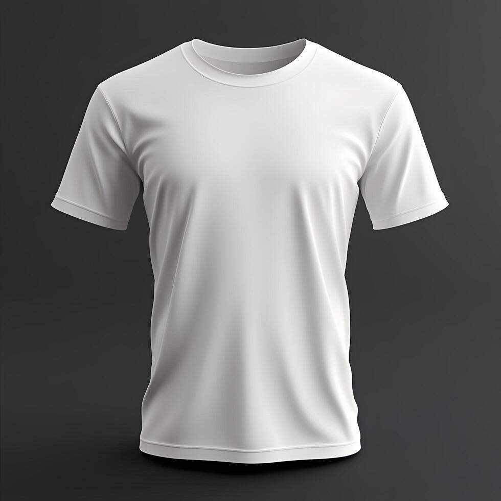 Crisp presentation of a plain white t-shirt against a neutral background photo