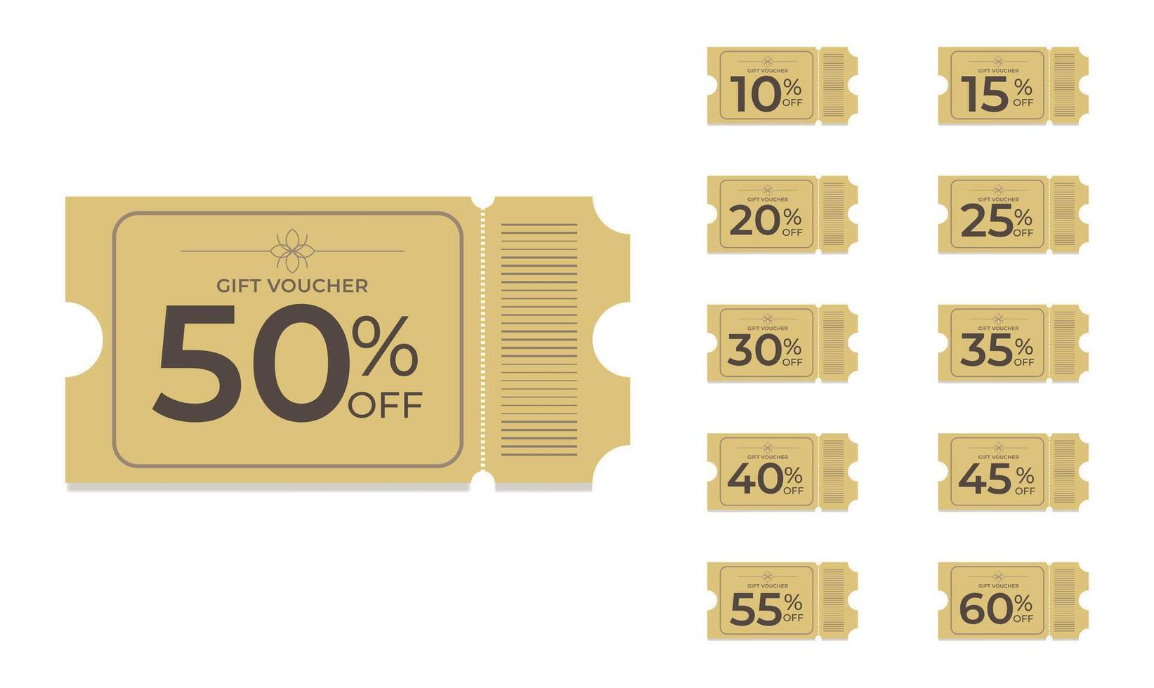 Set Voucher Discount Label Tag Banner. Gift Ticket Coupon Promotion Sale. Illustration. vector