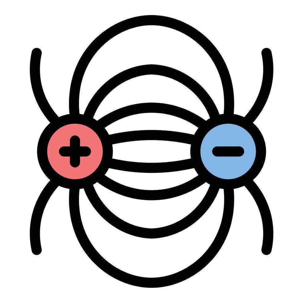 Magnetic field icon in flat line style representing magnetism electromagnetic forces and physics ideal for science education and technology concepts. vector