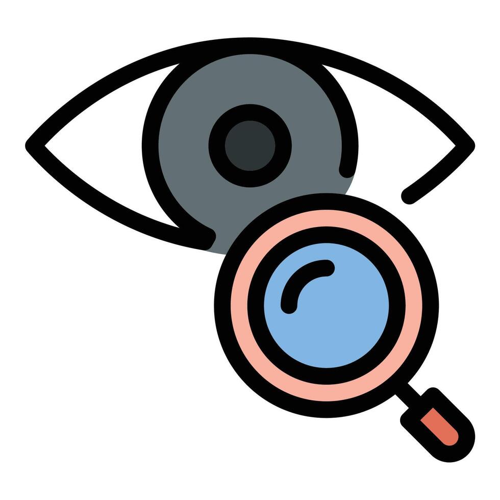 Eye examination icon in flat line style representing vision check eye health and optometry care ideal for medical healthcare and wellness concepts. vector