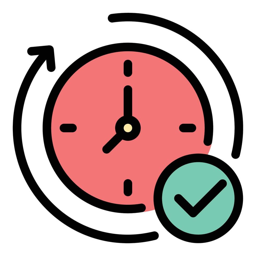 On time icon in flat line style representing punctuality deadlines and reliability ideal for scheduling productivity and time management concepts. vector