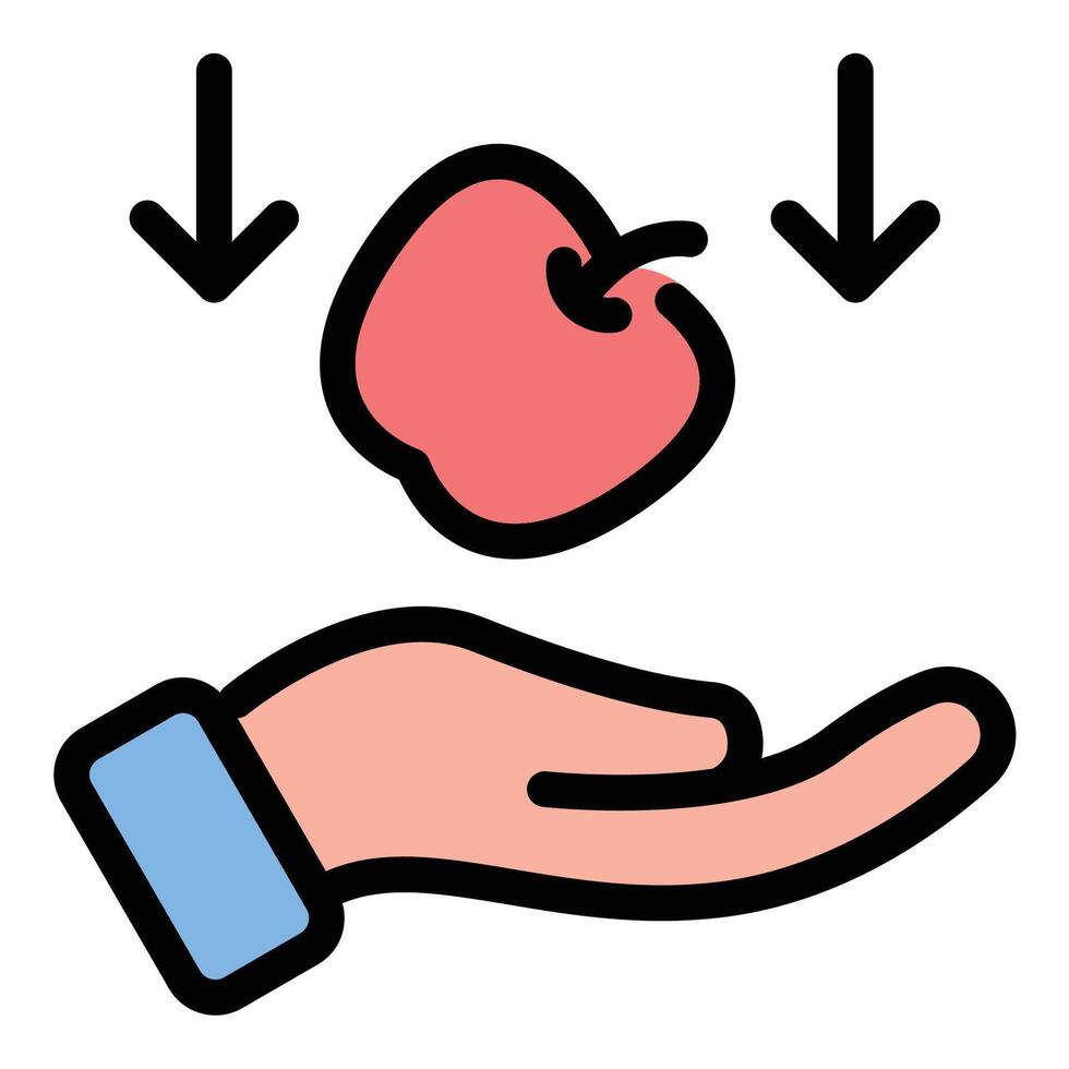 Gravity icon in flat line style representing physics gravitational force and planetary attraction ideal for science education and space concepts. vector