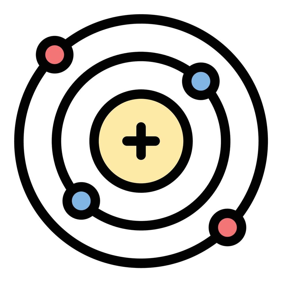 Proton icon in flat line style representing atomic structure positive charge and subatomic particles ideal for science physics and chemistry concepts. vector