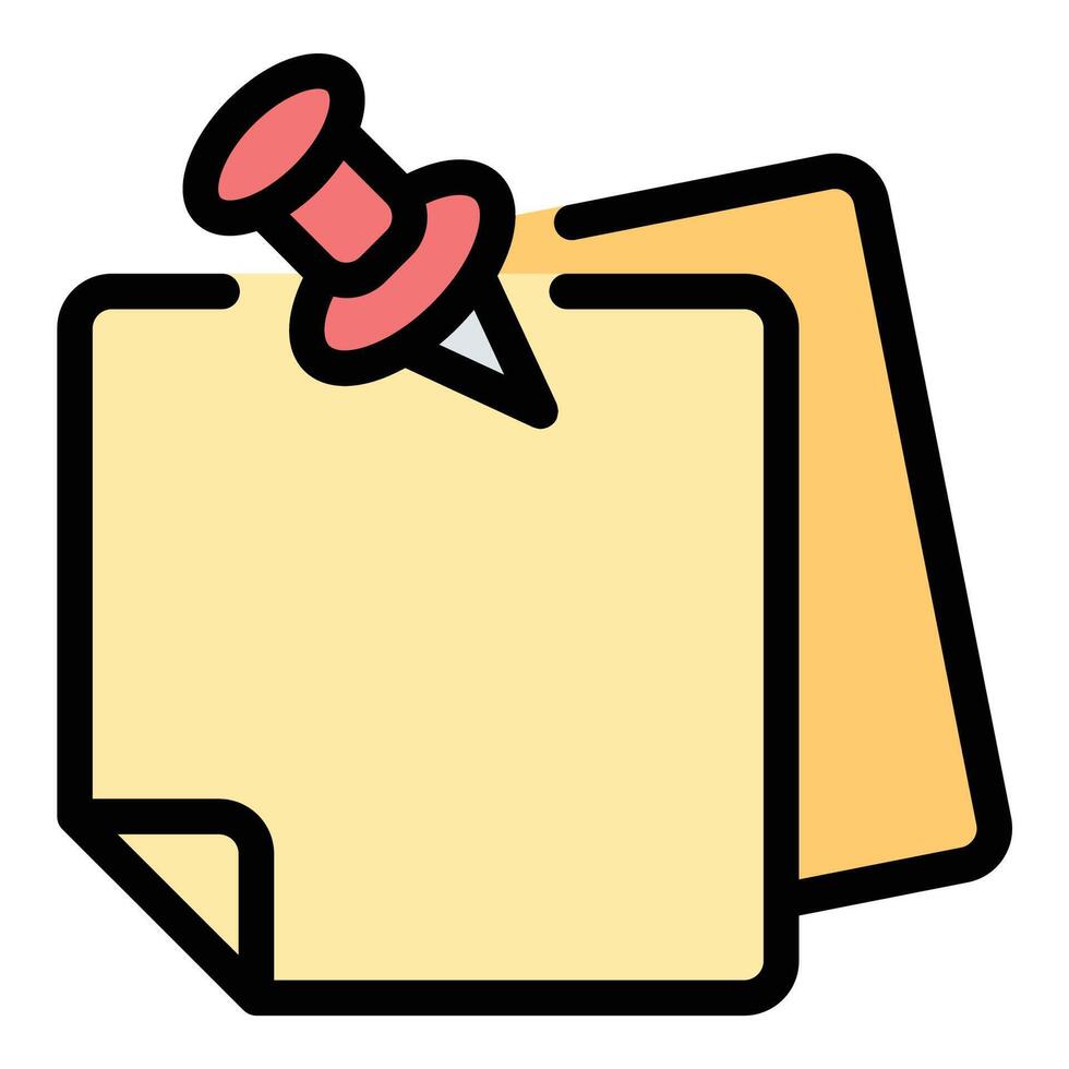 Note pin icon in flat line style representing reminders important messages and organization ideal for productivity planning and office concepts. vector