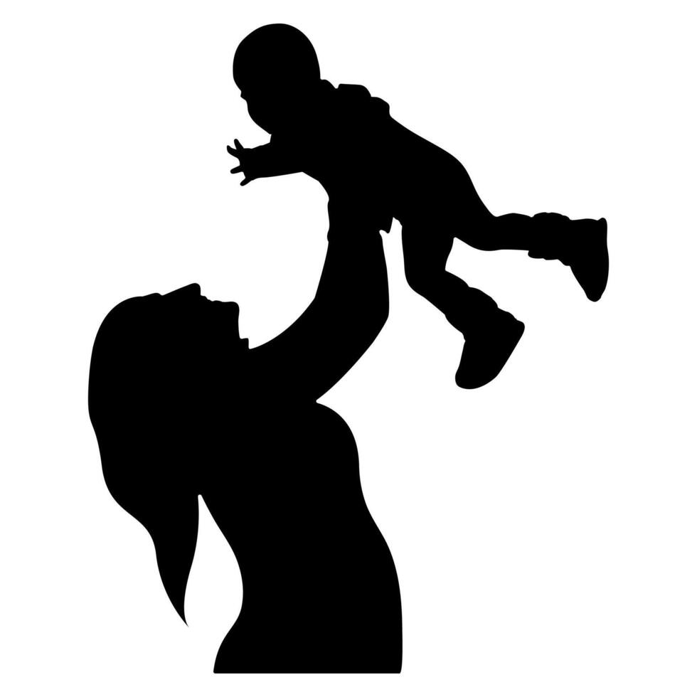 Mother and baby silhouette vector