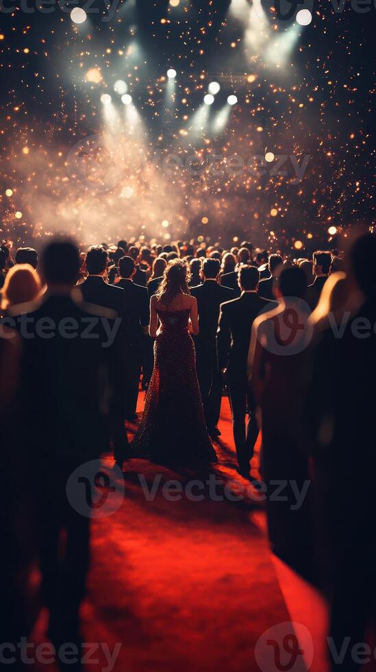 Elegant gathering at a glamorous event with a sparkling atmosphere and an audience in formal attire photo