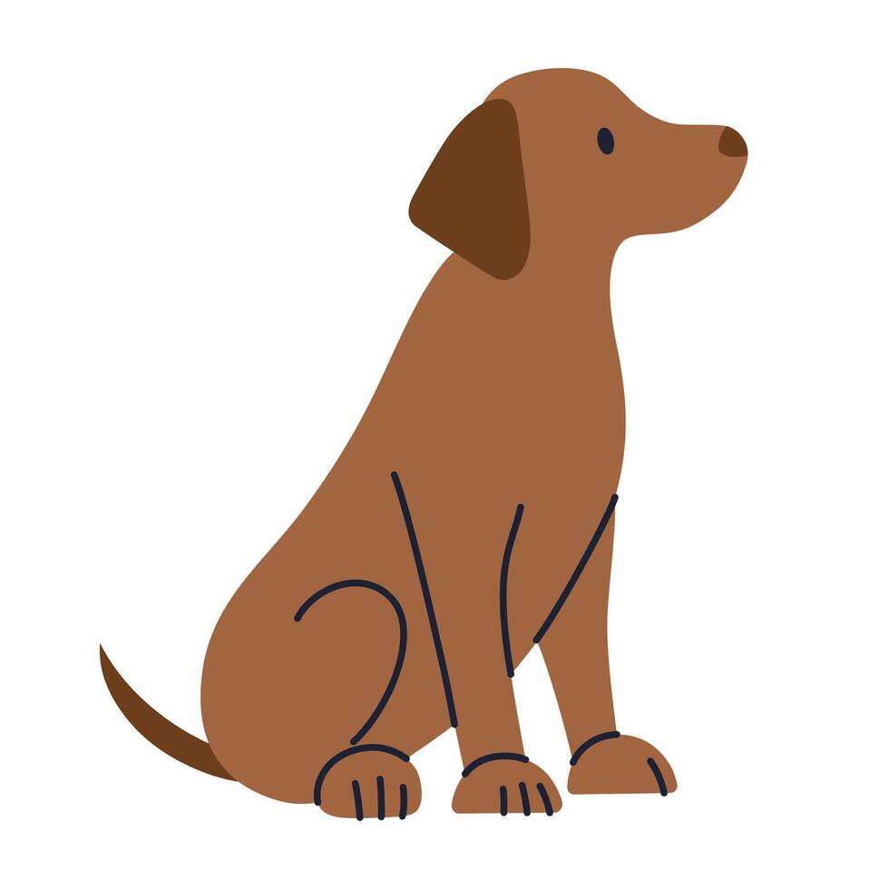illustration of sitting brown dog, Labrador Retriever or Vizsla. Simple and minimal pet design, ideal for concepts of obedience, loyalty, adoption, and companionship. Flat cartoon style vector