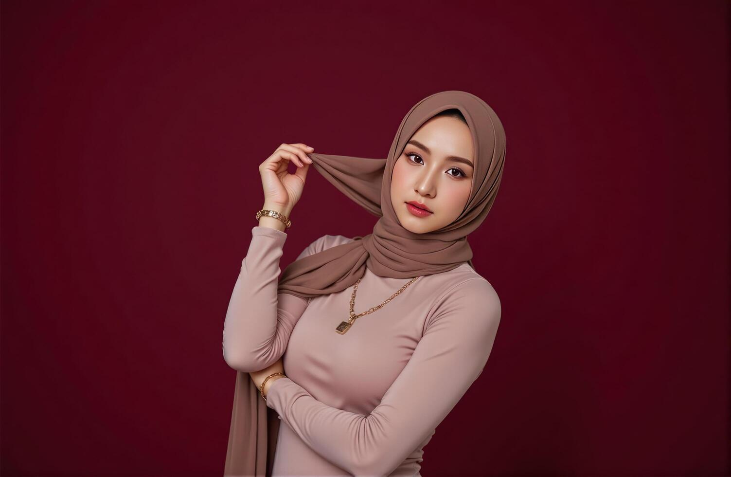 Beautiful young woman in hijab posing for the camera photo