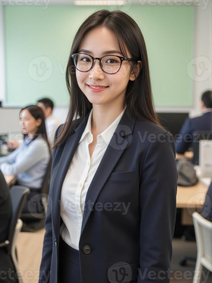 A young asian woman in a business suit photo