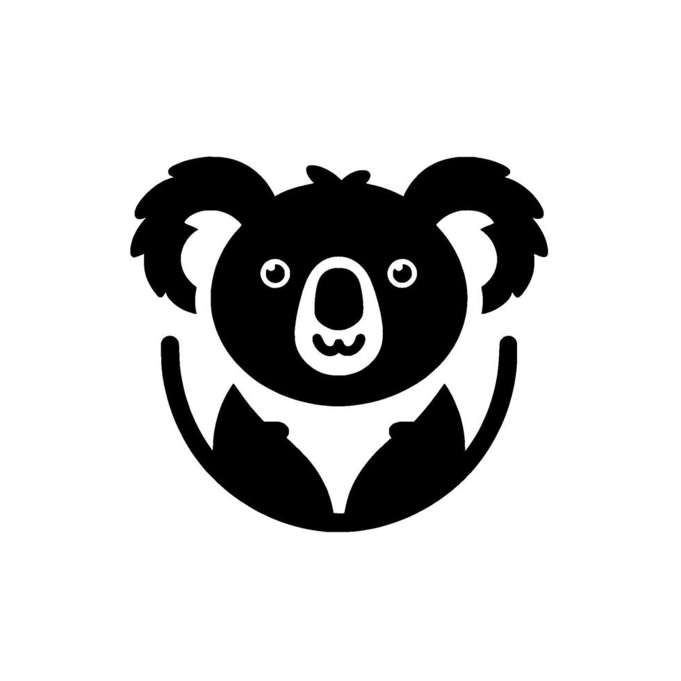 Adorable Black and White Koala Bear with a Simple and Friendly , on a Clear Background. vector