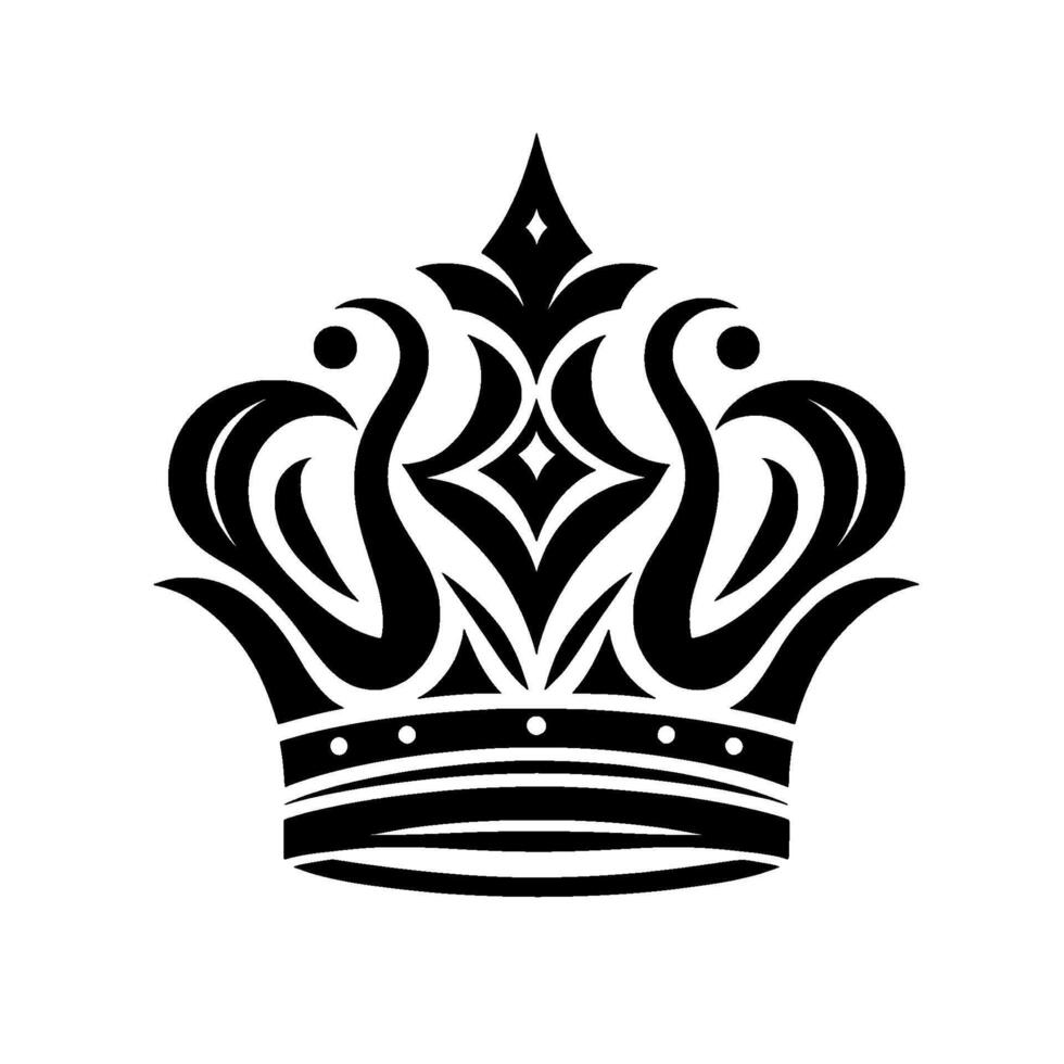 Ornate Black Crown with Abstract Elements and a Minimalist Aesthetic Against White Background. vector